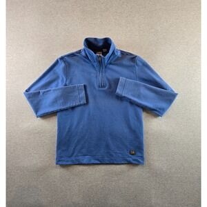 Hugo Boss Orange Tag Sweater Mens L Blue Quarter Zip Mock Neck Pullover Peruvian